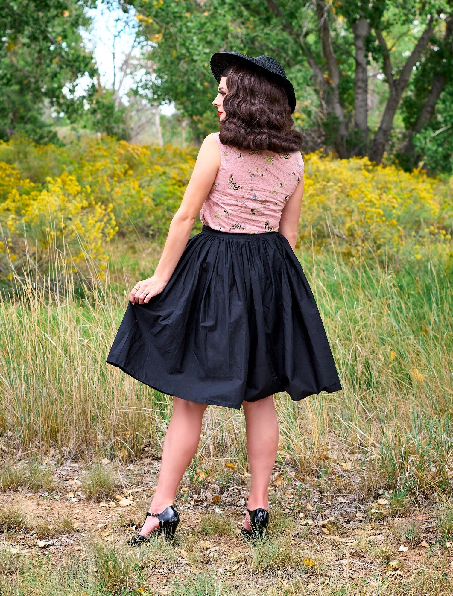 Peggy Swing Skirt in Black, view 4940 — Soul Flow Apparel