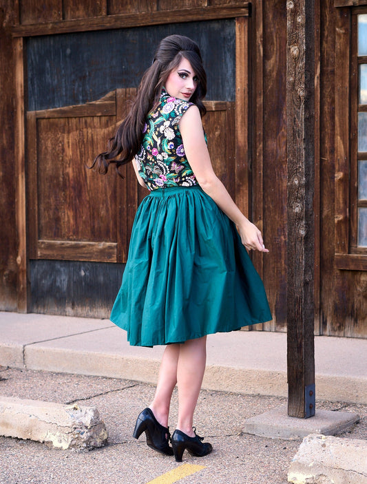 Peggy Swing Skirt in Green, view 5025 — Soul Flow Apparel