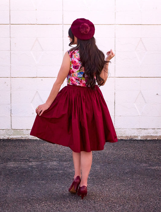 Peggy Swing Skirt in Burgundy — Soul Flow Apparel
