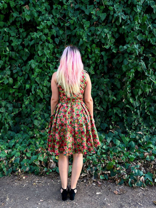 Elizabeth Dress in Pomegranate, view 2 — Soul Flow Apparel