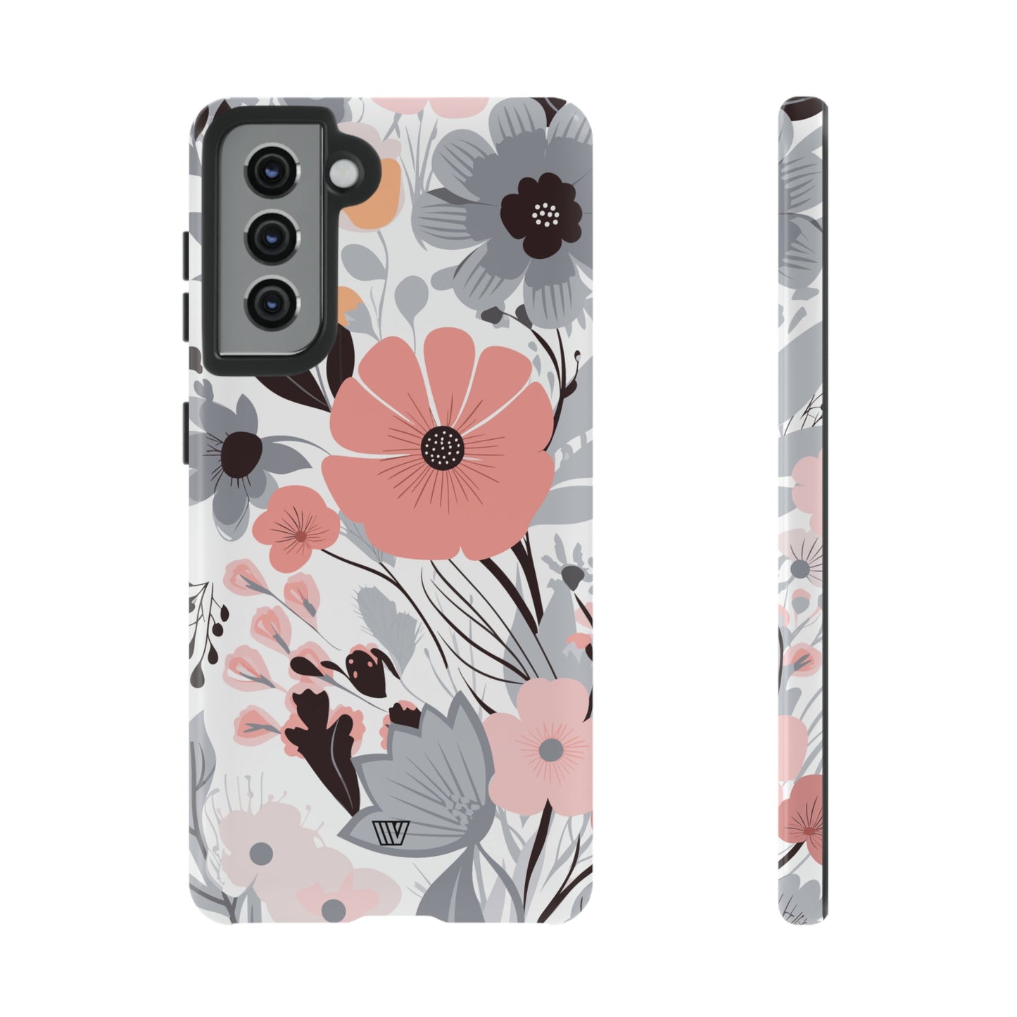 Gray Pastel Flowers | Tough Phone Case, view 2048 — Soul Flow Apparel
