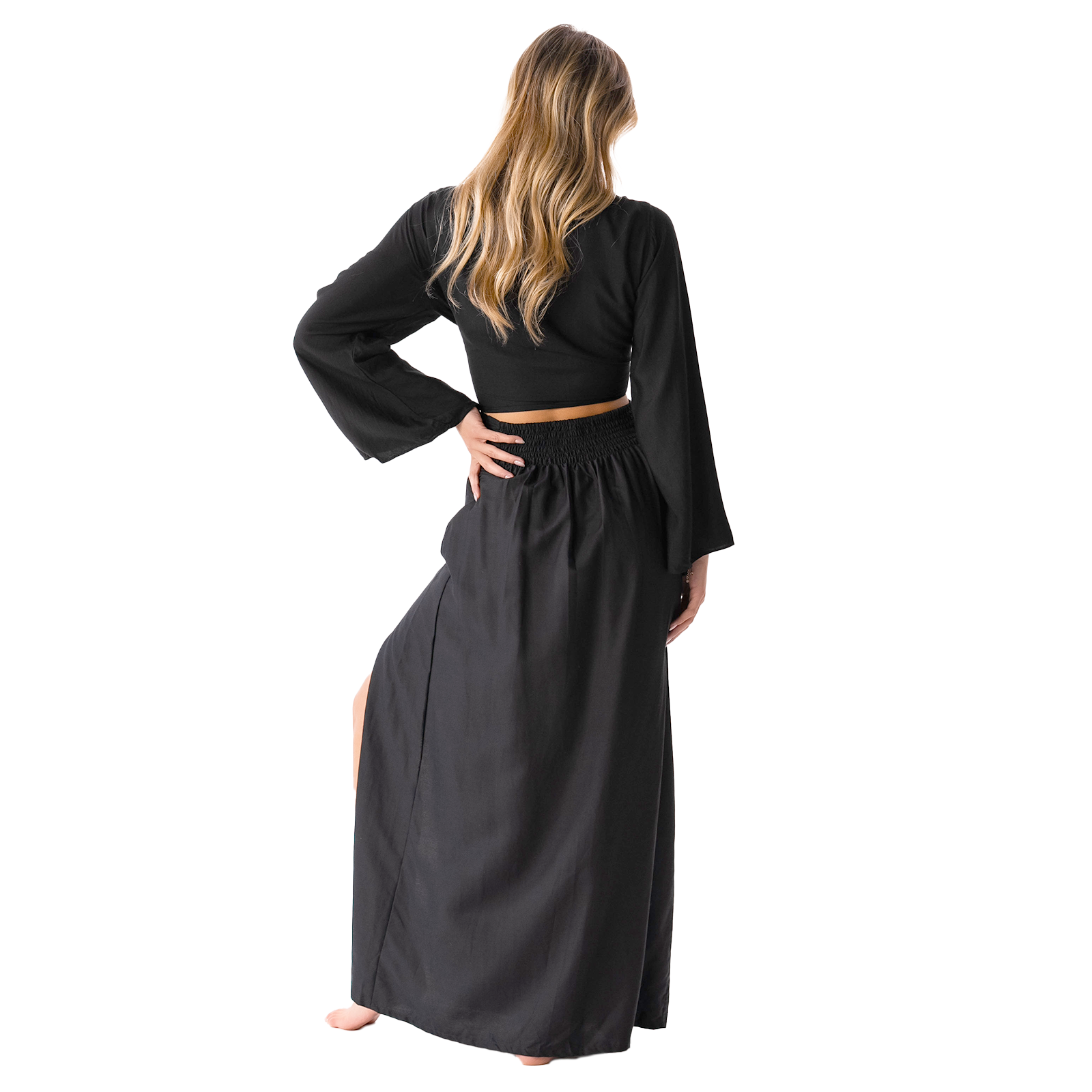 Black Daydreamer + Rayon Maxi Skirt Set, view 3 — Soul Flow Apparel