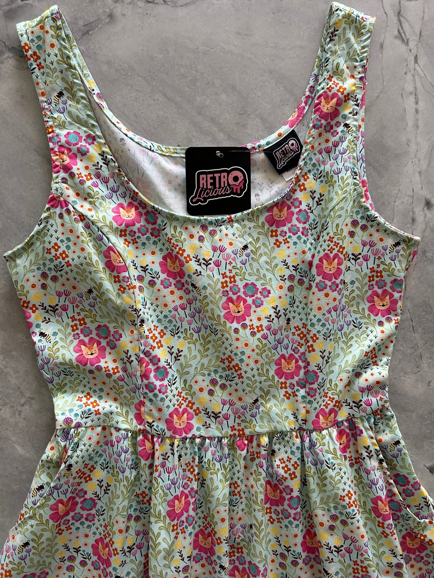 Floral Cats Fit & Flare Dress — Soul Flow Apparel