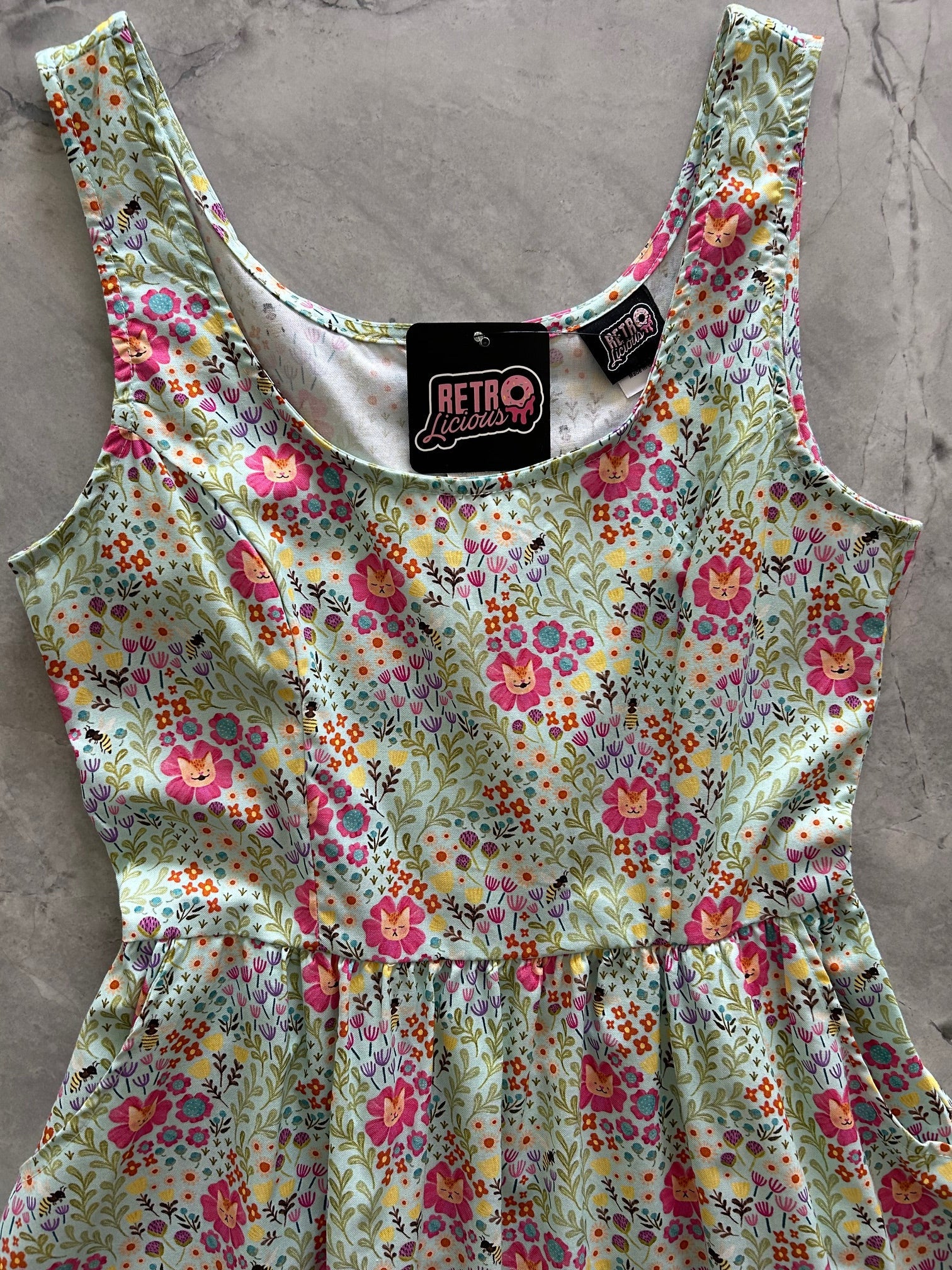 Floral Cats Fit & Flare Dress — Soul Flow Apparel