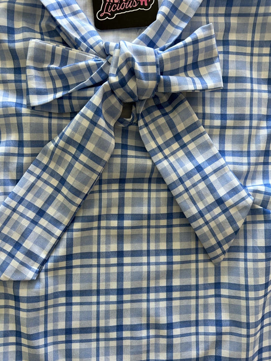 Blue Plaid Bow Top — Soul Flow Apparel