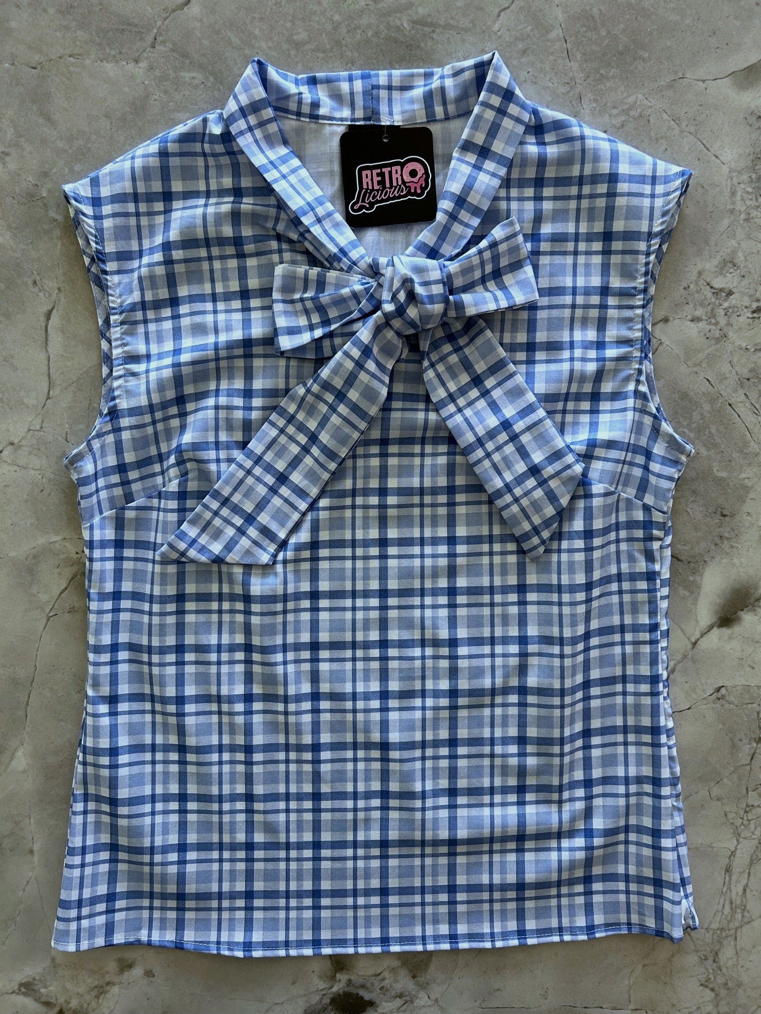 Blue Plaid Bow Top — Soul Flow Apparel