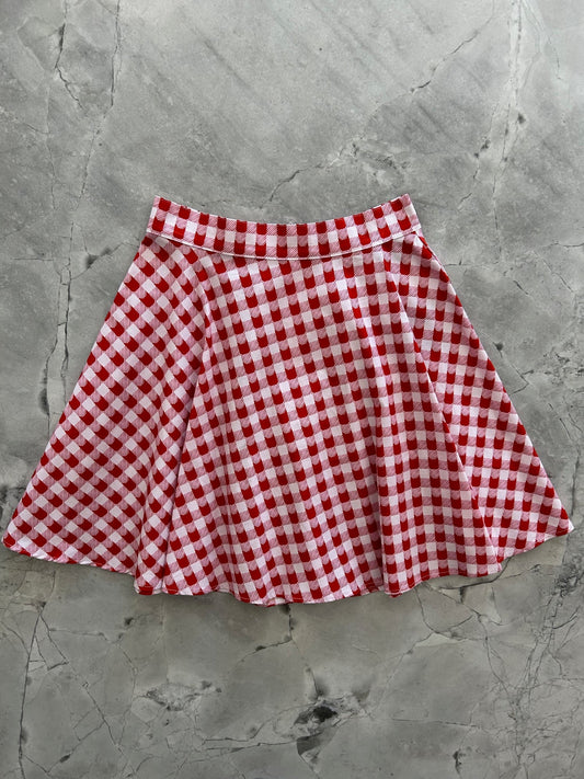 Red Check Kitties Skater Skirt — Soul Flow Apparel