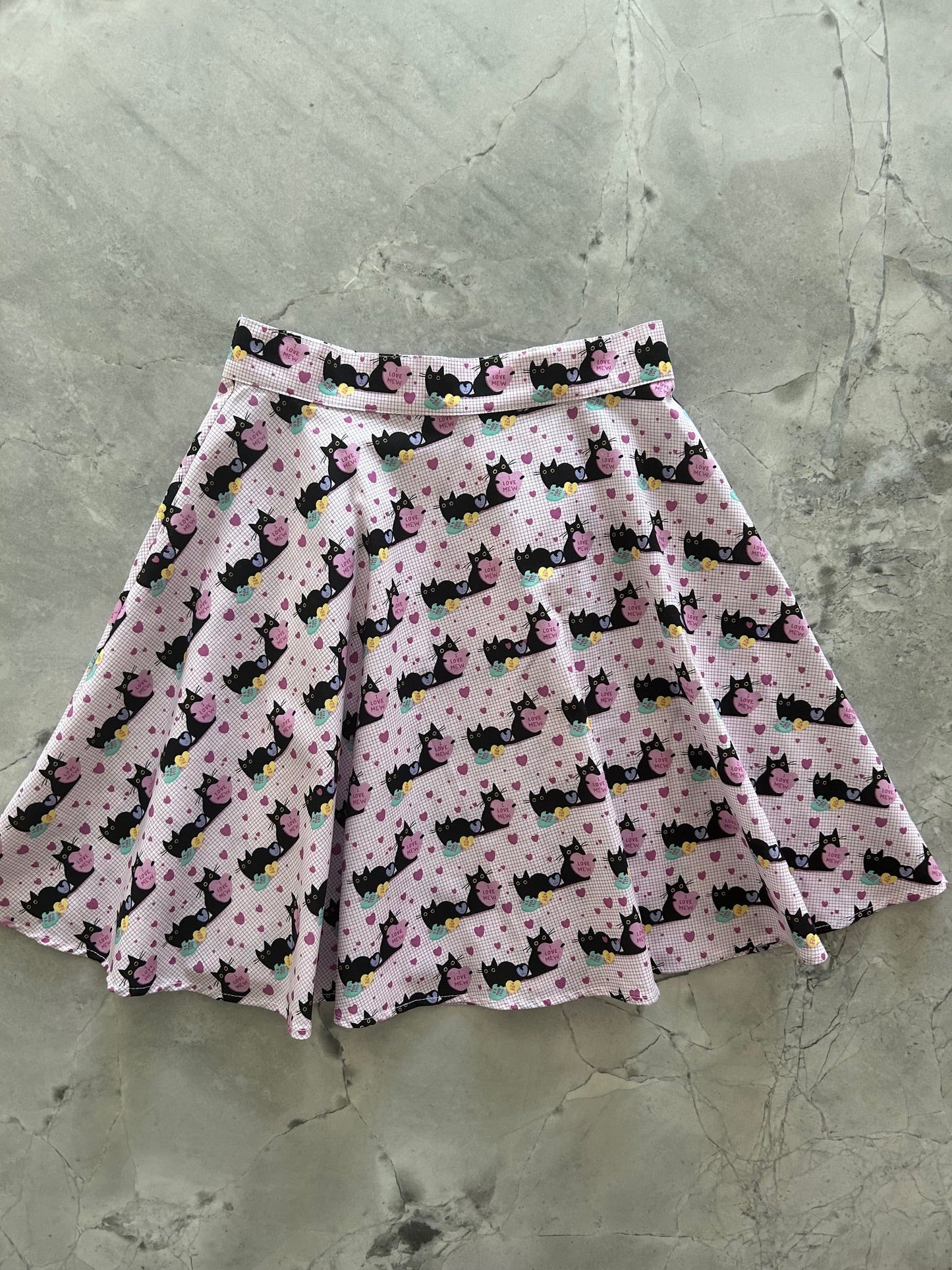 Pink Cats Skater Skirt — Soul Flow Apparel