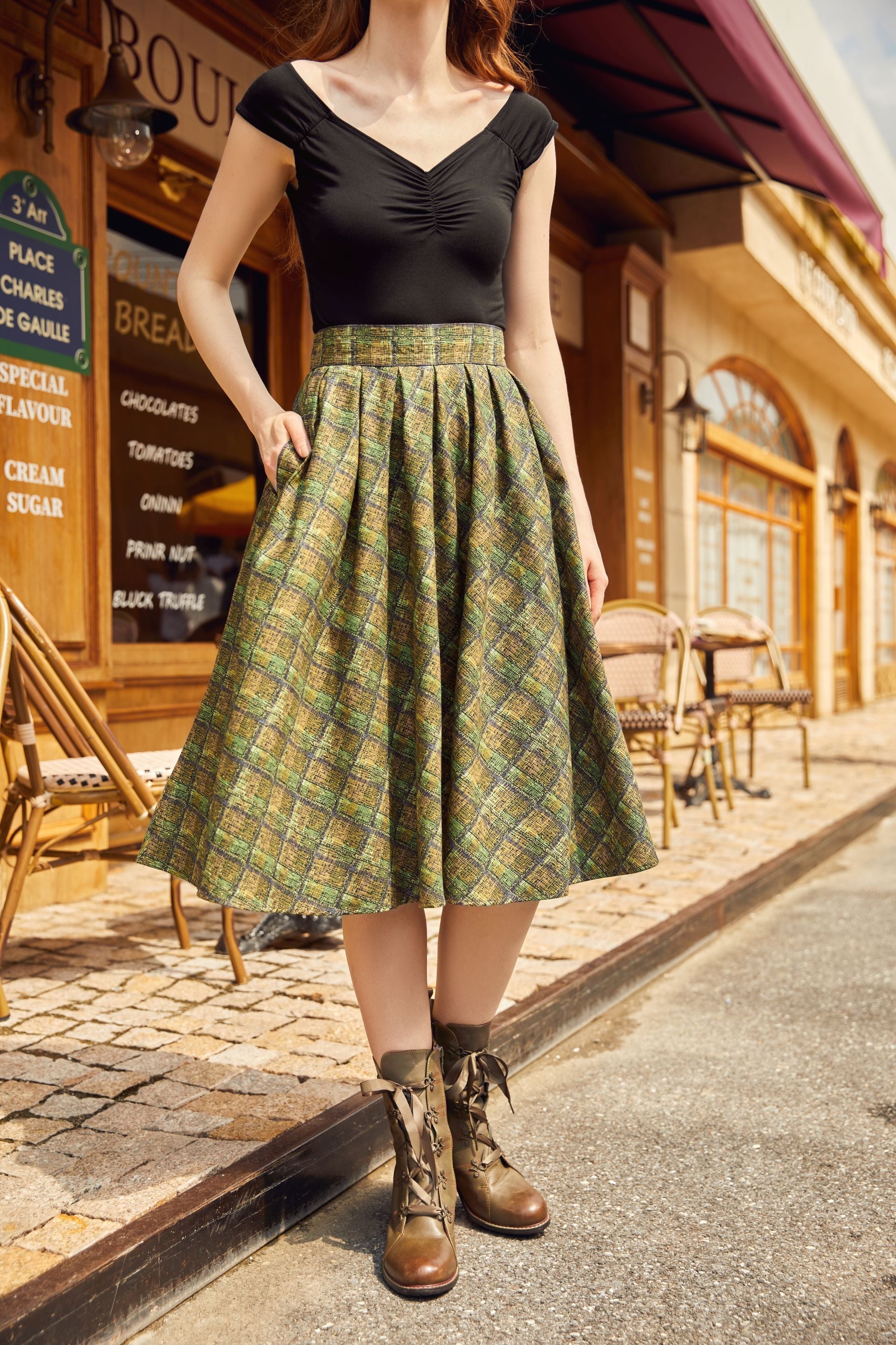 Green Plaid Doris Skirt — Soul Flow Apparel