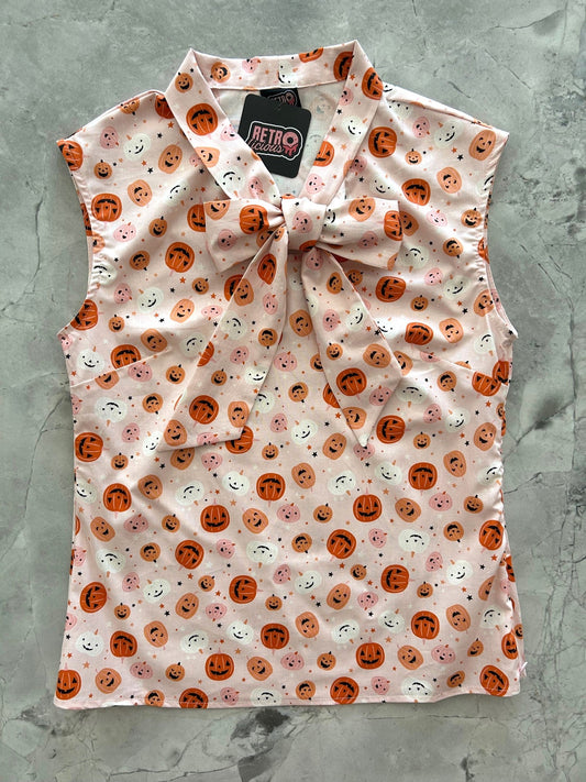 Pink Jack-O’-Lantern Bow Top — Soul Flow Apparel