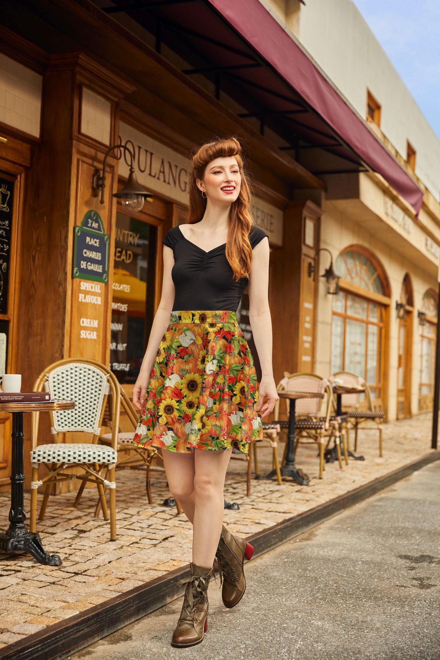 Sunflower & Pumpkin Skater Skirt — Soul Flow Apparel