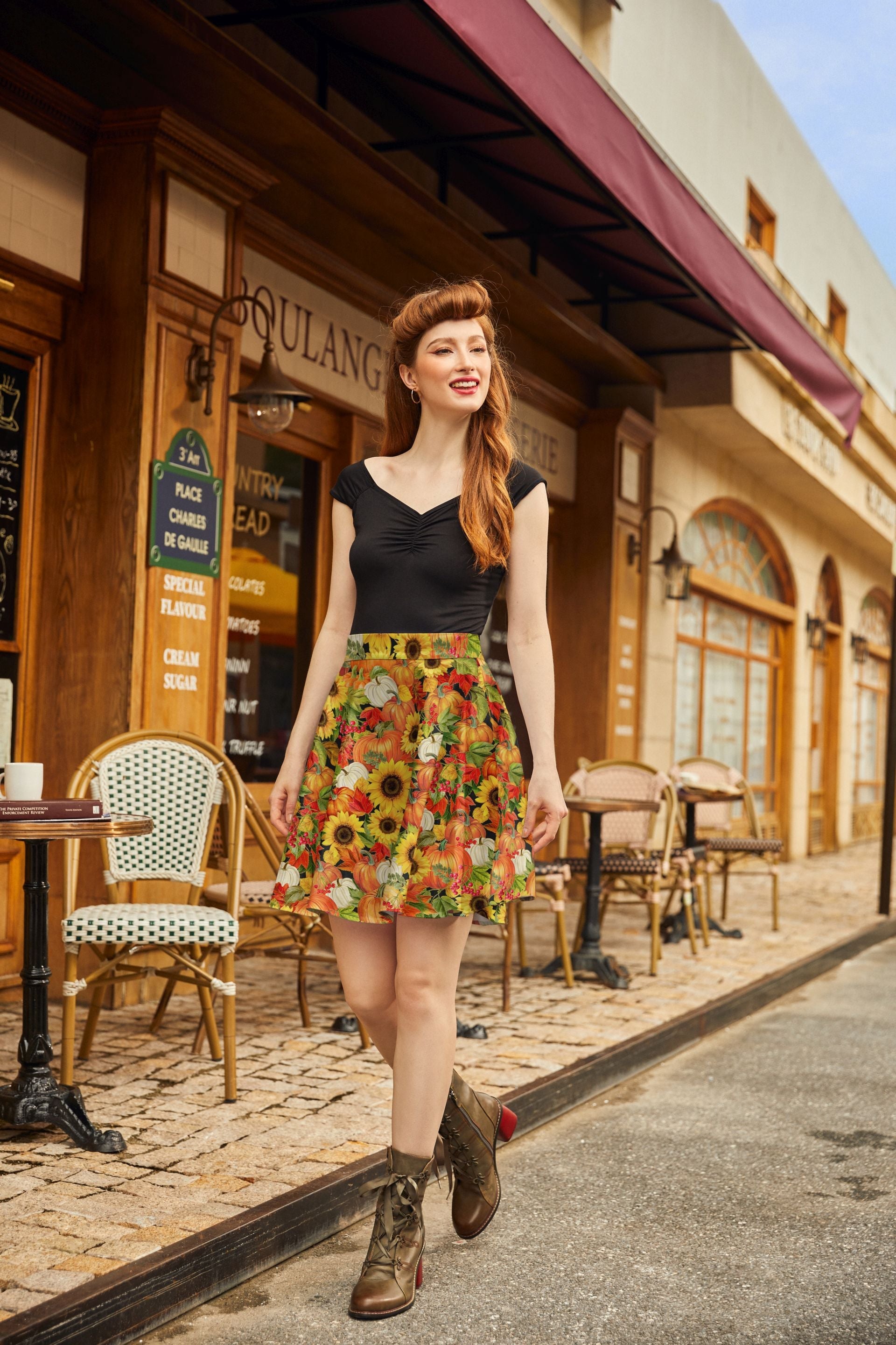 Sunflower & Pumpkin Skater Skirt — Soul Flow Apparel