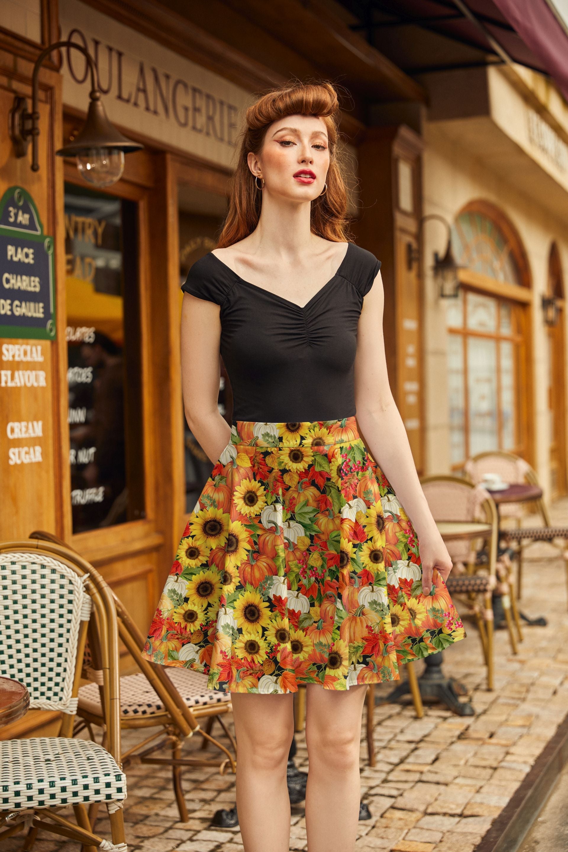 Sunflower & Pumpkin Skater Skirt — Soul Flow Apparel