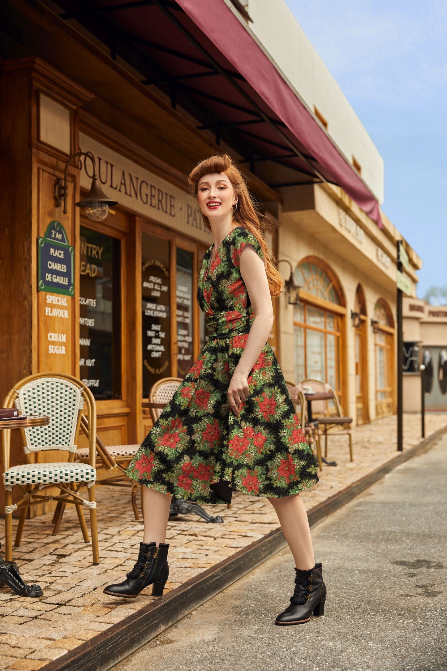 Poinsettia Greta Dress — Soul Flow Apparel