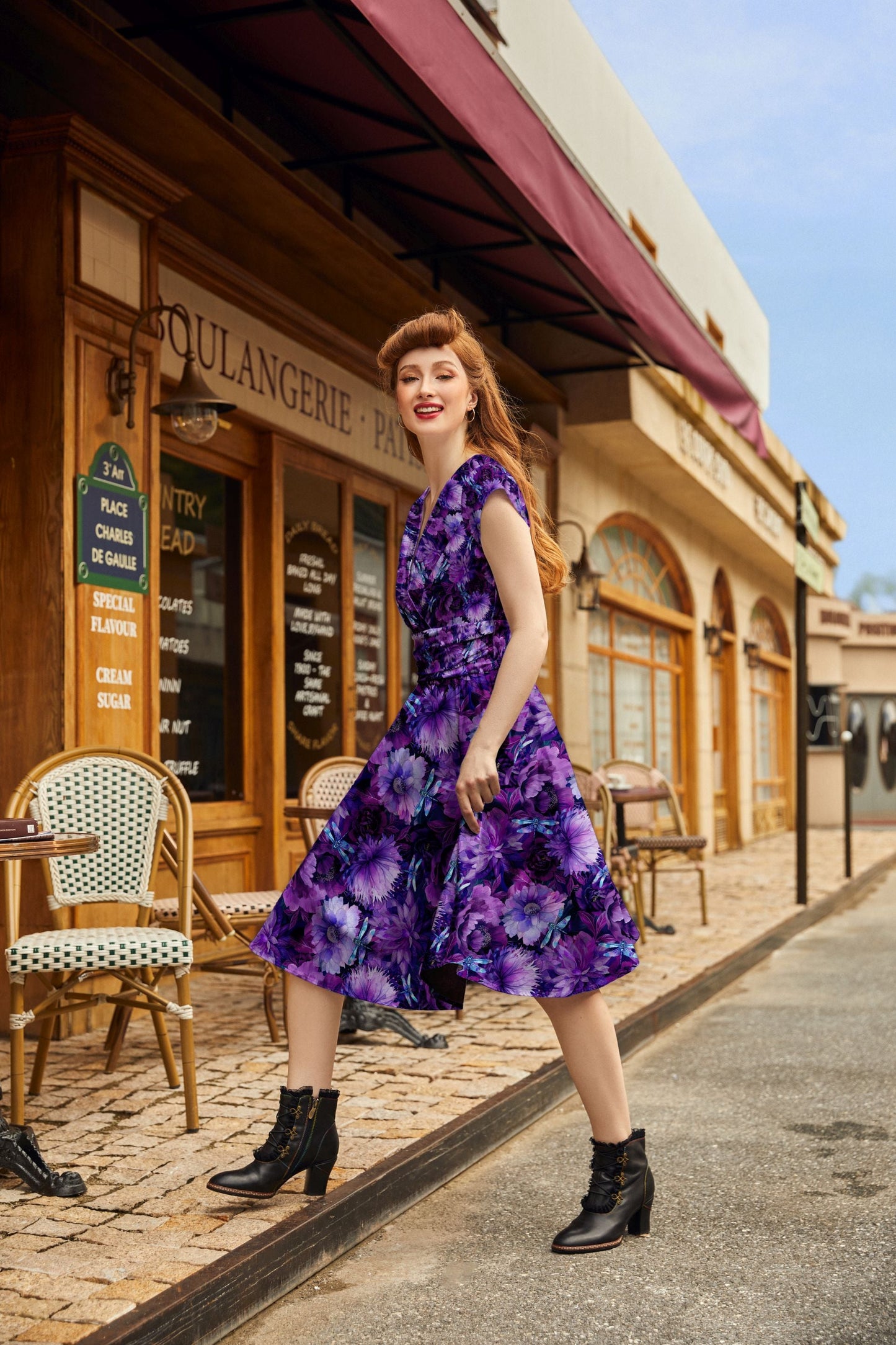 Dragonfly Floral Greta Dress — Soul Flow Apparel