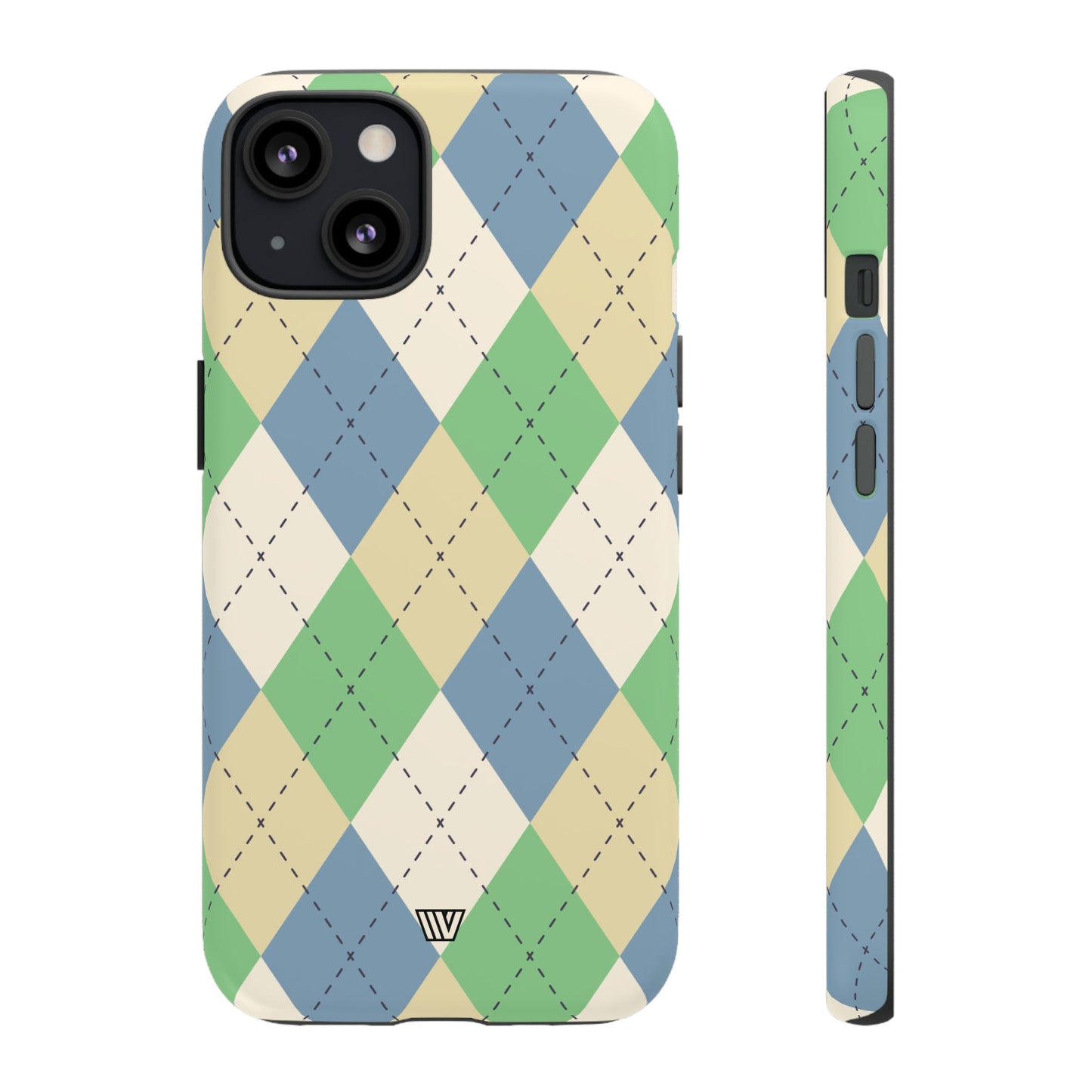 Green Blue Beige Argyle | Tough Phone Case, view 2048 — Soul Flow Apparel