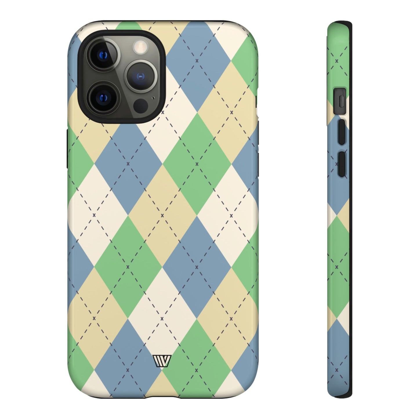 Green Blue Beige Argyle | Tough Phone Case, view 2048 — Soul Flow Apparel