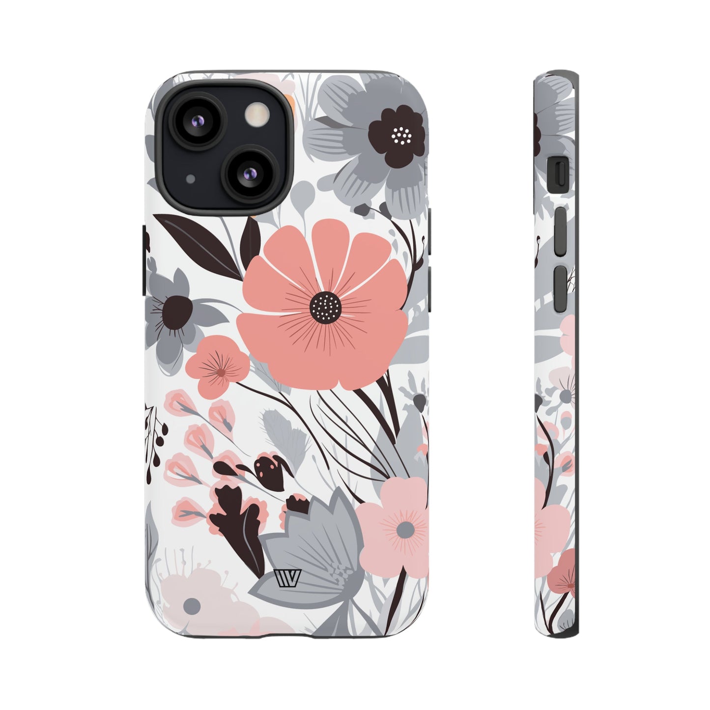 Gray Pastel Flowers | Tough Phone Case, view 2048 — Soul Flow Apparel