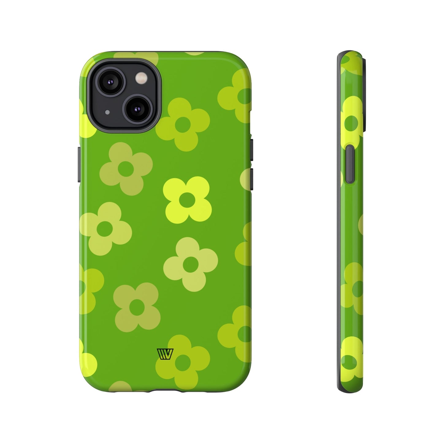 Green Retro Flowers | Tough Phone Case, view 2048 — Soul Flow Apparel