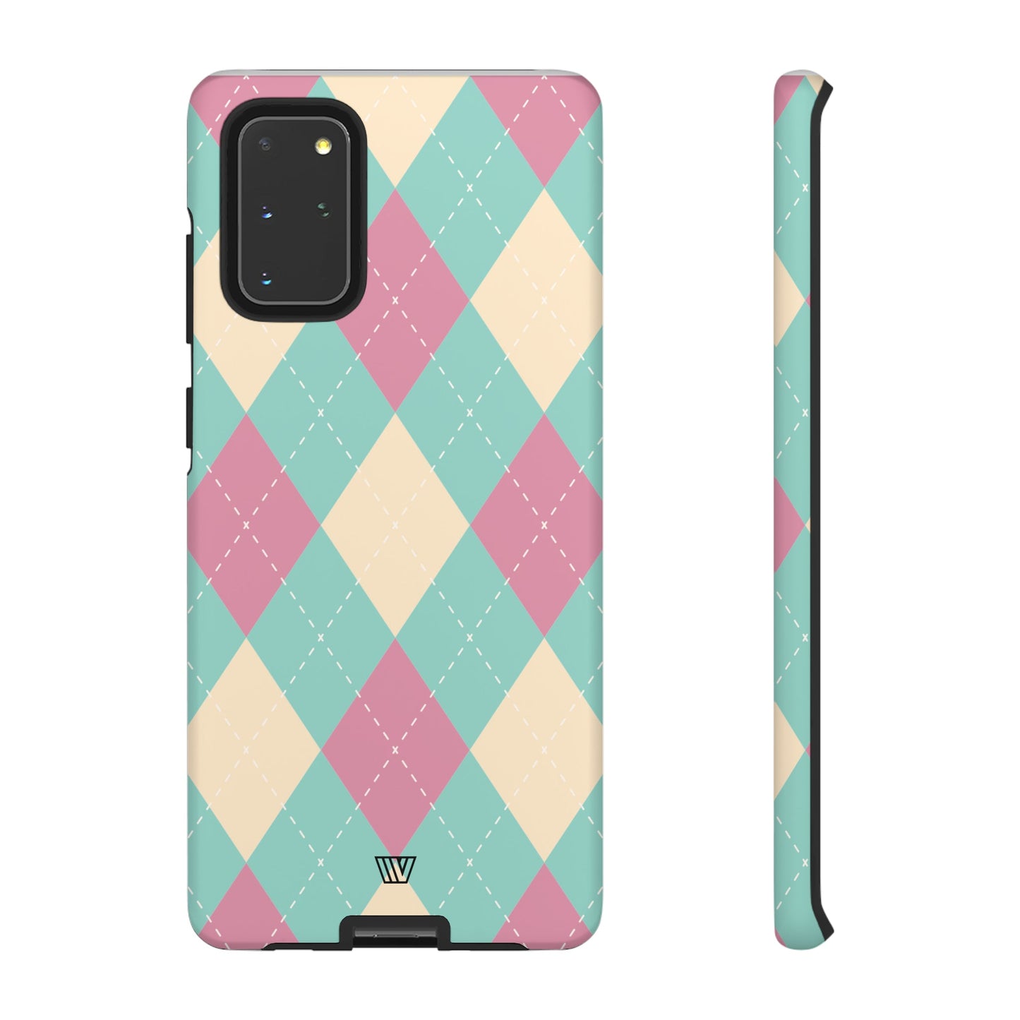 Blue Pink Beige Argyle | Tough Phone Case, view 2048 — Soul Flow Apparel