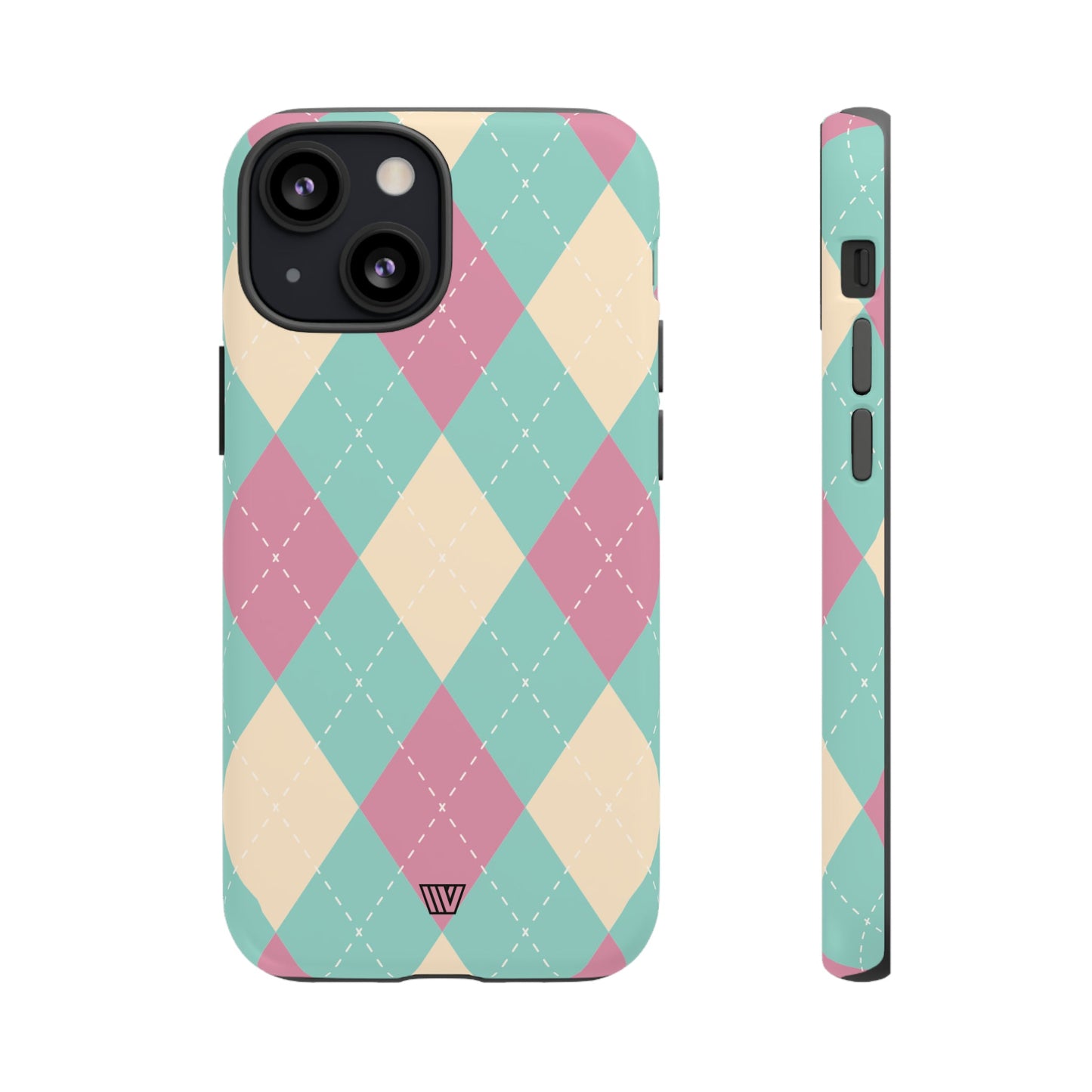 Blue Pink Beige Argyle | Tough Phone Case, view 2048 — Soul Flow Apparel