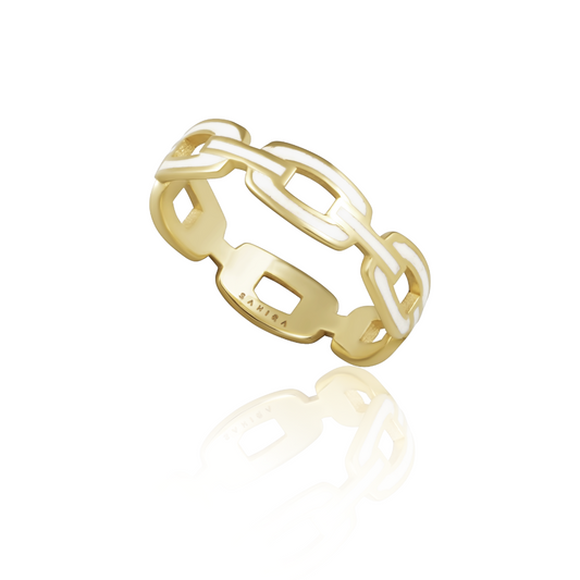 Enamel Link Ring- White — Soul Flow Apparel