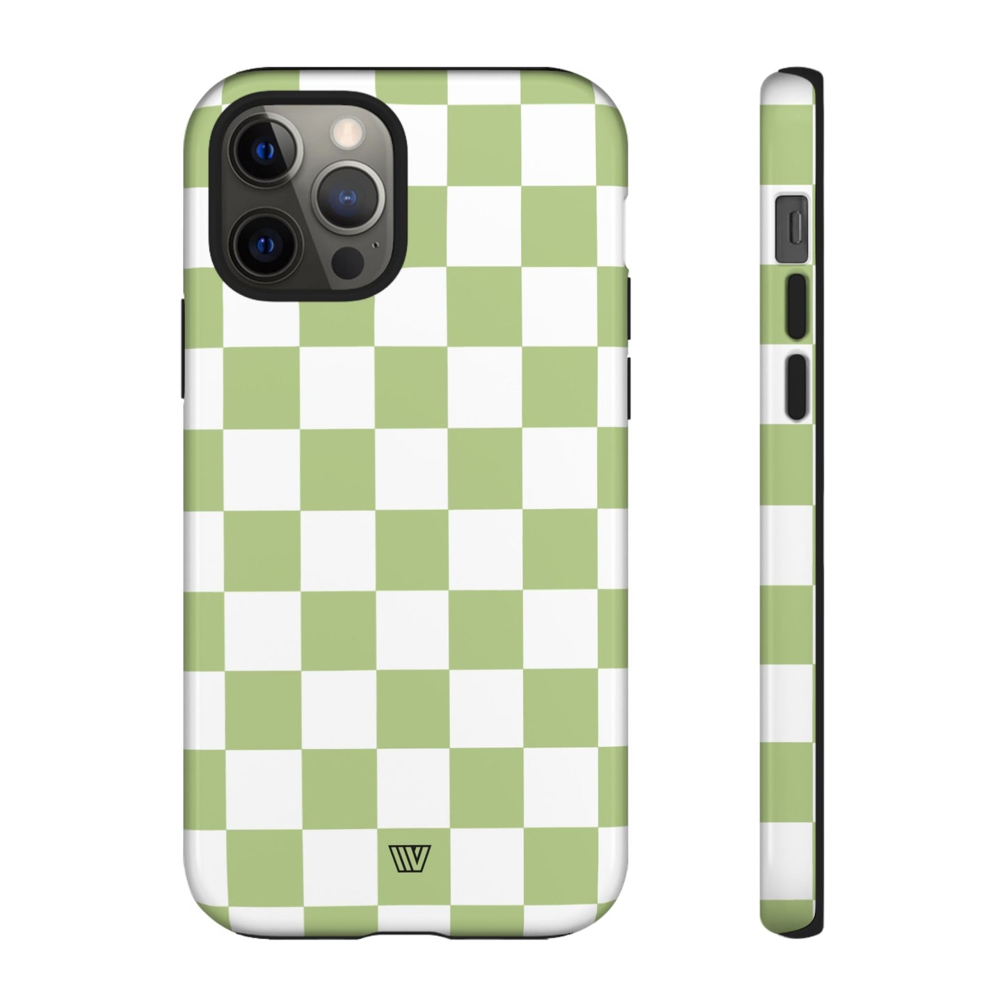 Pale Olive White Checkerboard | Tough Phone Case, view 2048 — Soul Flow Apparel