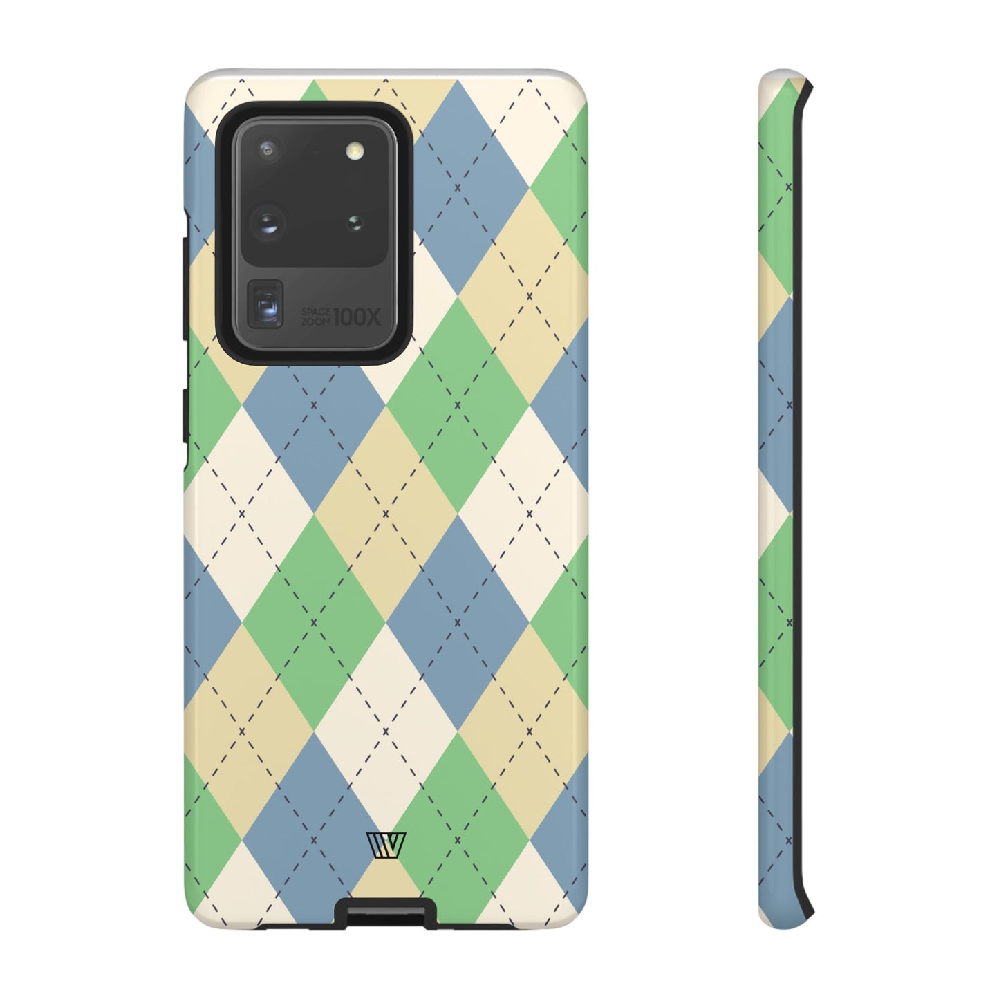 Green Blue Beige Argyle | Tough Phone Case, view 2048 — Soul Flow Apparel