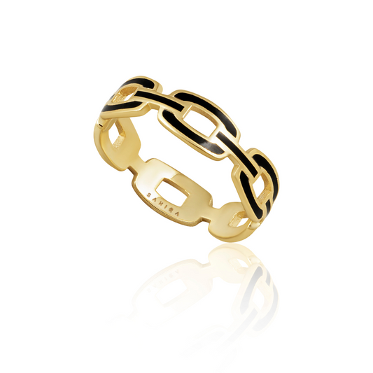 Enamel Link Ring- Black — Soul Flow Apparel