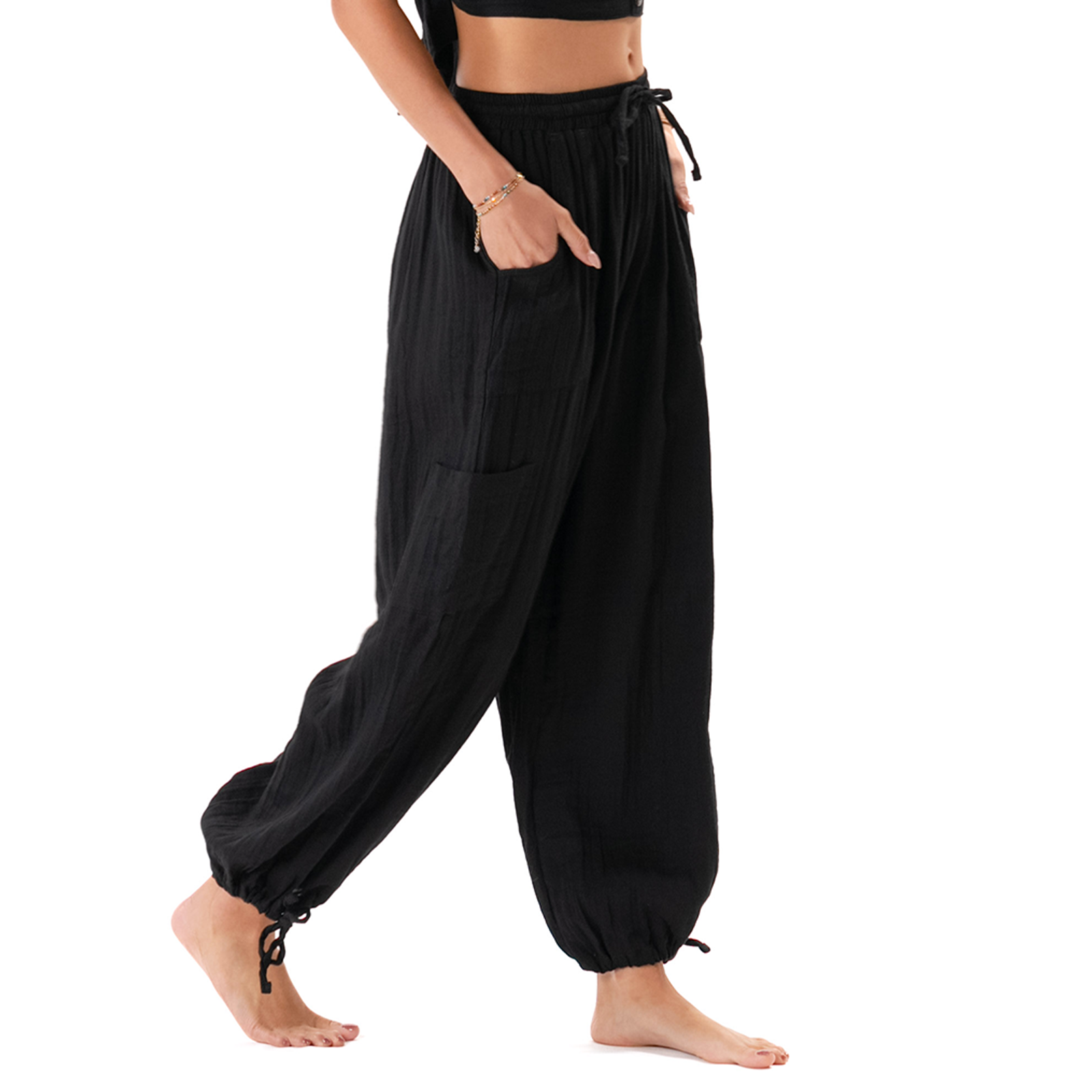 Black Adventure Cargo Pants, view 1 — Soul Flow Apparel