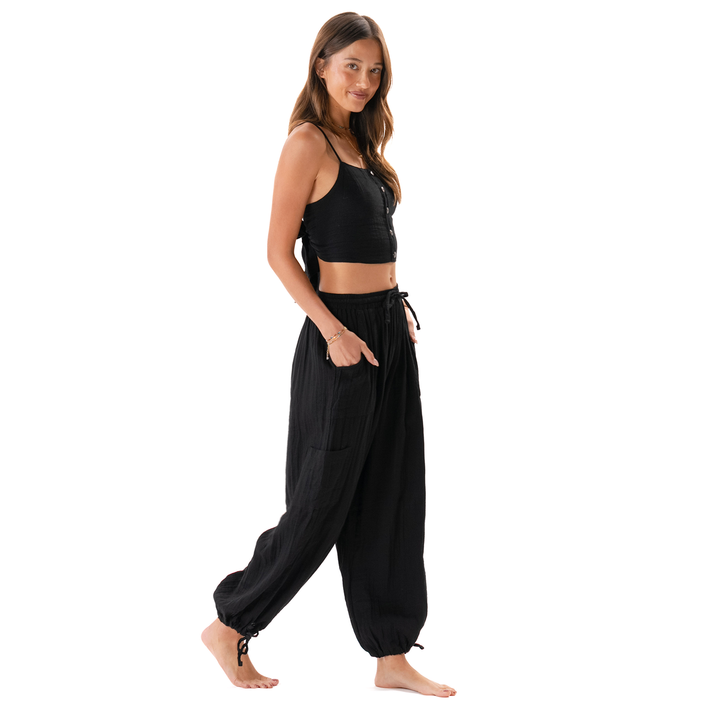 Black Adventure Cargo Pants, view 2 — Soul Flow Apparel