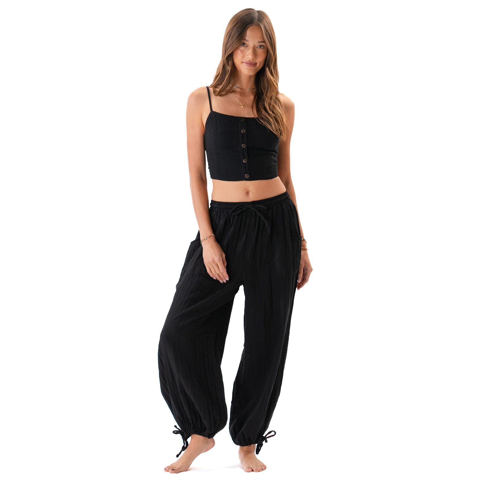 Black Adventure Cargo Pants, view 1 — Soul Flow Apparel