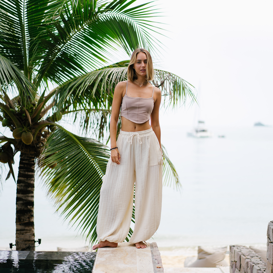 Cream Adventure Cargo Pants, view 8 — Soul Flow Apparel
