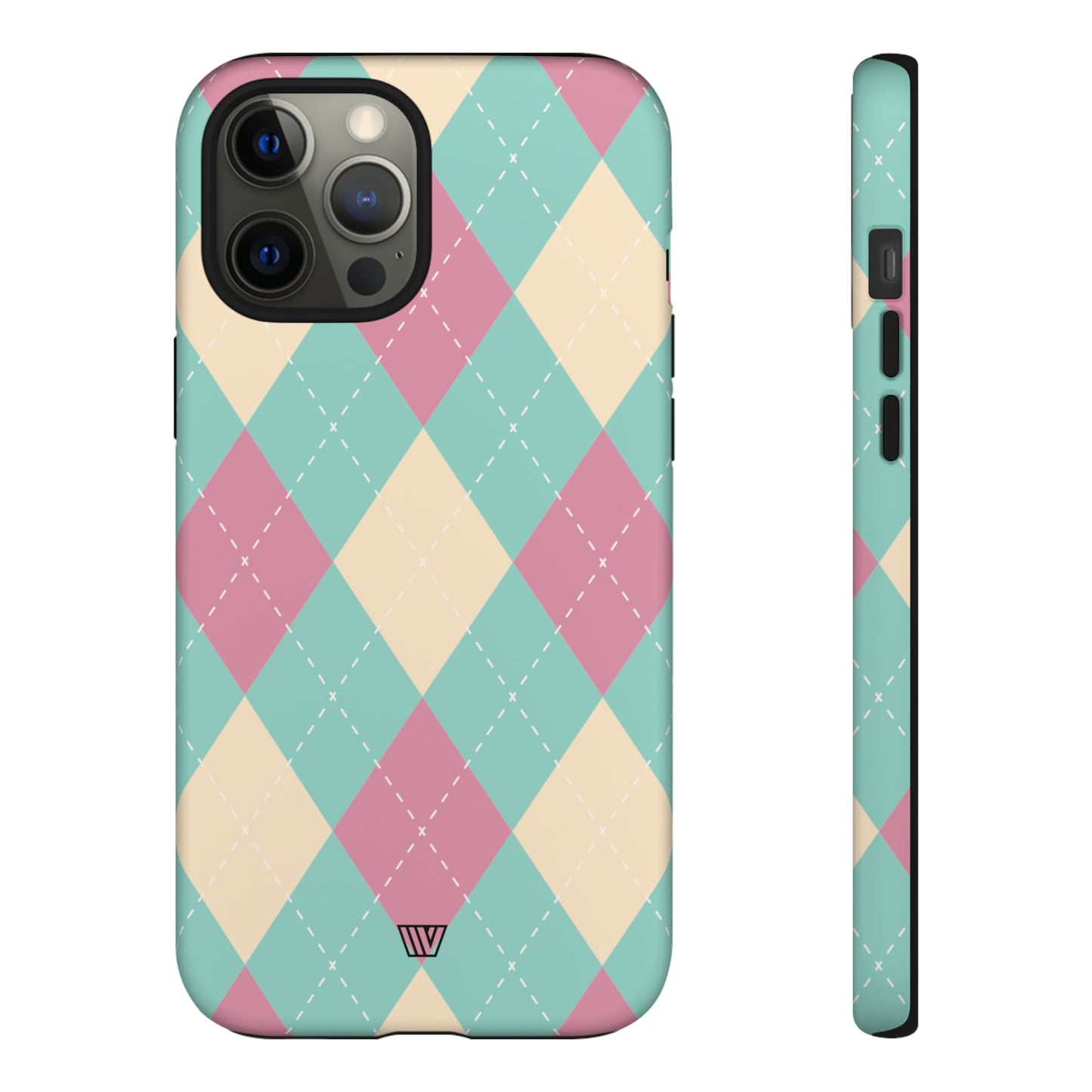 Blue Pink Beige Argyle | Tough Phone Case, view 2048 — Soul Flow Apparel