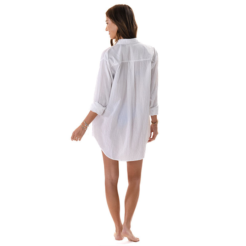 White Boyfriend Button Up, view 3 — Soul Flow Apparel