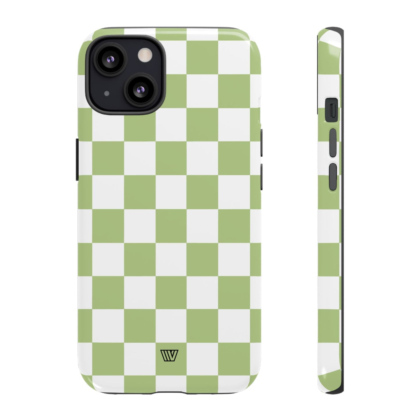 Pale Olive White Checkerboard | Tough Phone Case, view 2048 — Soul Flow Apparel