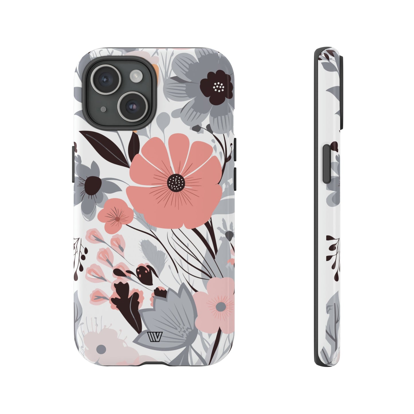 Gray Pastel Flowers | Tough Phone Case, view 2048 — Soul Flow Apparel