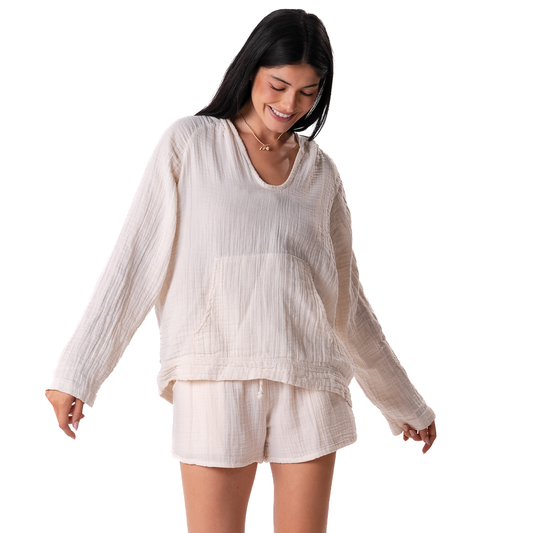 Cream Baja Pullover, view 2 — Soul Flow Apparel