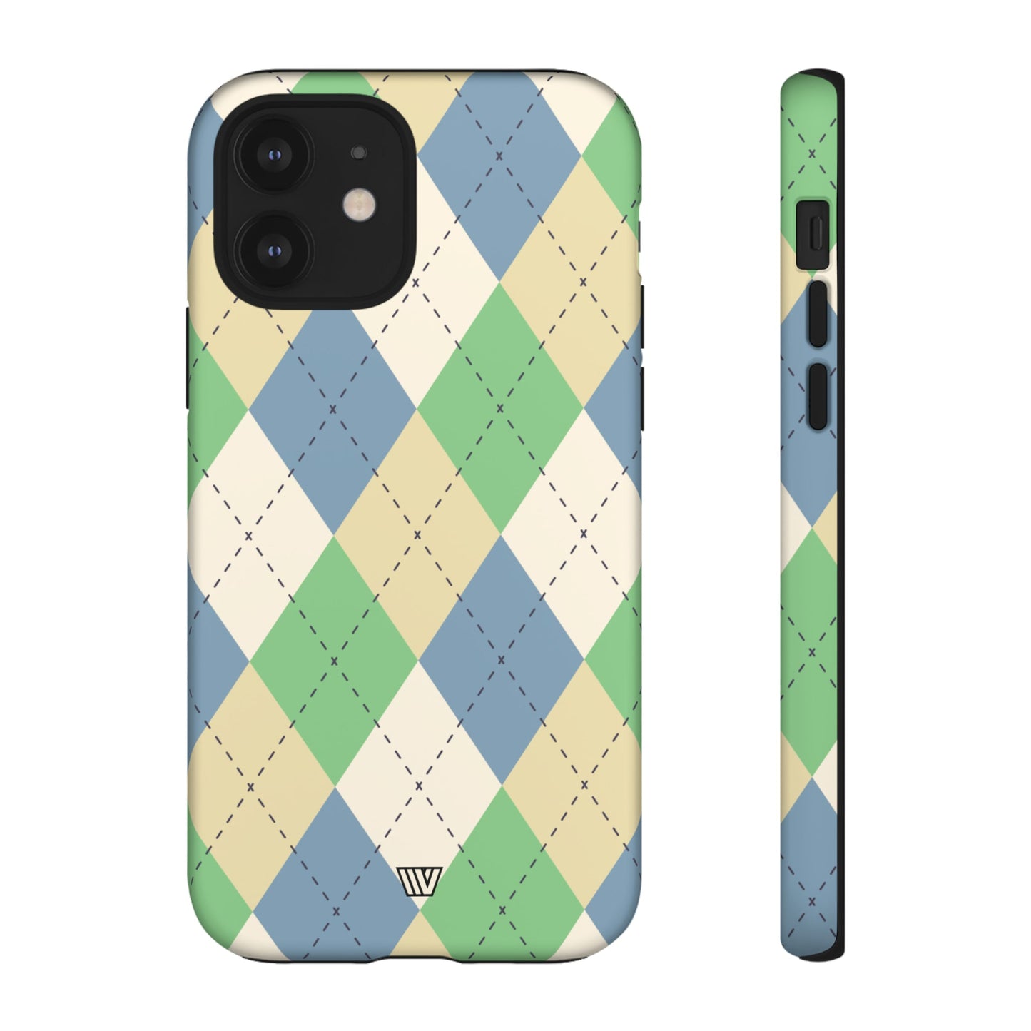 Green Blue Beige Argyle | Tough Phone Case, view 2048 — Soul Flow Apparel