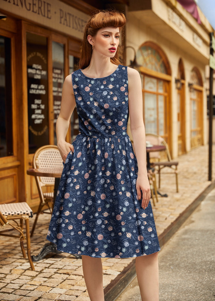 Planets Vintage Dress, view 2 — Soul Flow Apparel