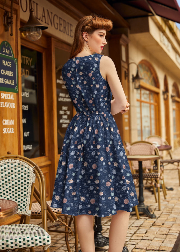 Planets Vintage Dress, view 3 — Soul Flow Apparel