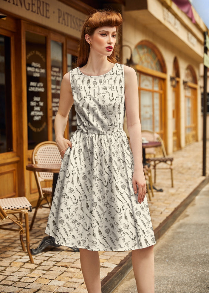 Flower Parts Vintage Dress, view 2 — Soul Flow Apparel