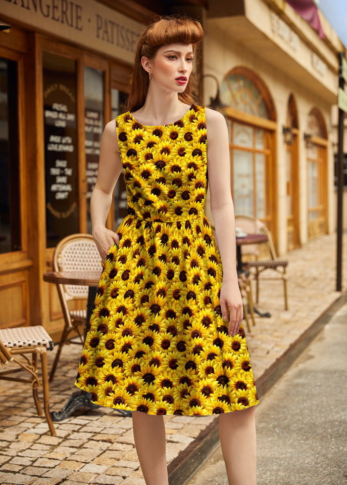 Sunflower Vintage Dress, view 2 — Soul Flow Apparel