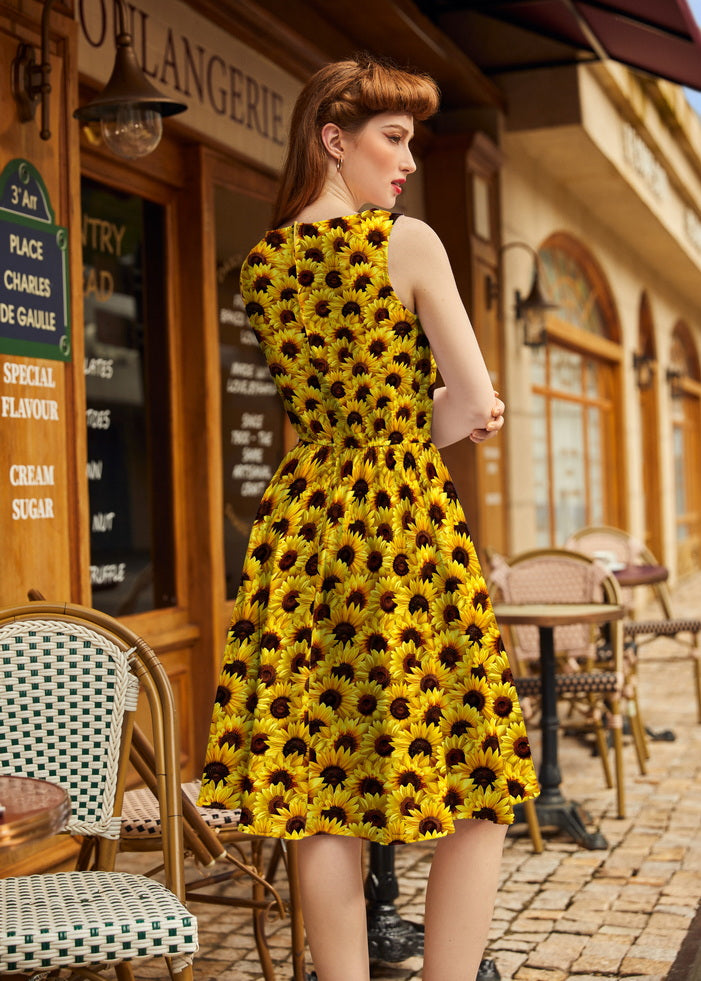 Sunflower Vintage Dress, view 3 — Soul Flow Apparel