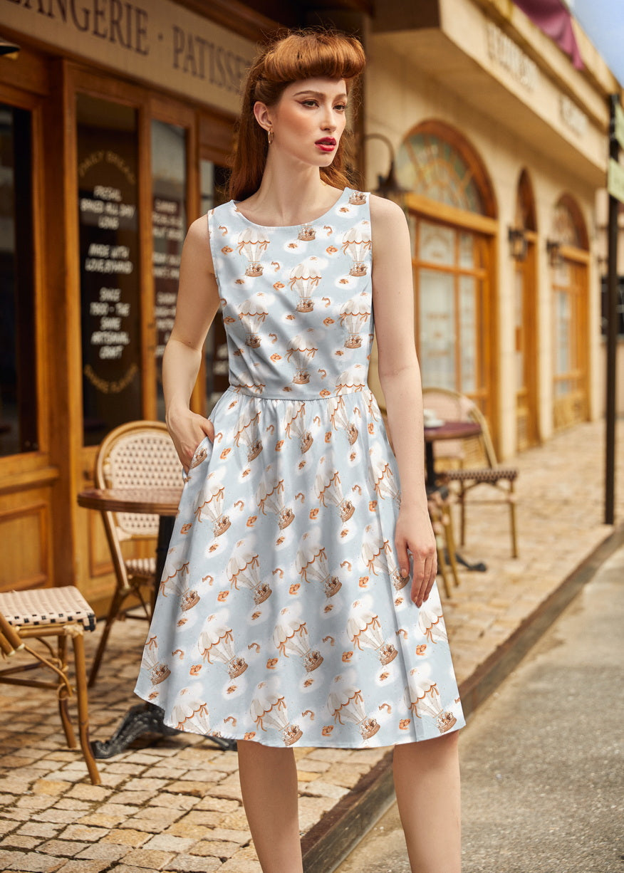 Hot Air Balloon Vintage Dress, view 2 — Soul Flow Apparel