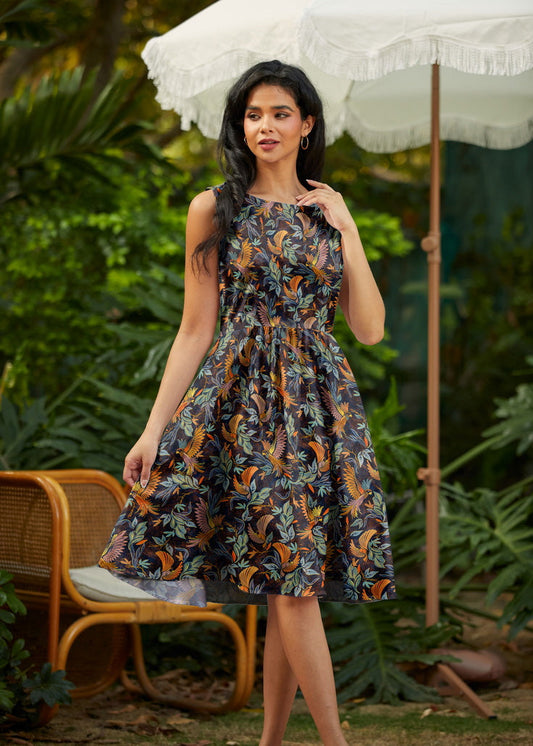 Birds of a Feather Vintage Dress, view 1 — Soul Flow Apparel
