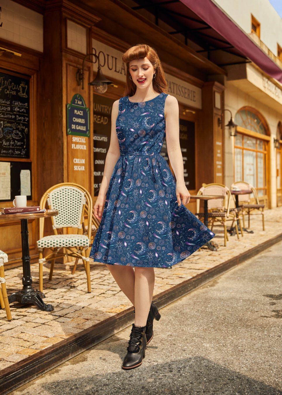 Space Vintage Dress, view 1 — Soul Flow Apparel