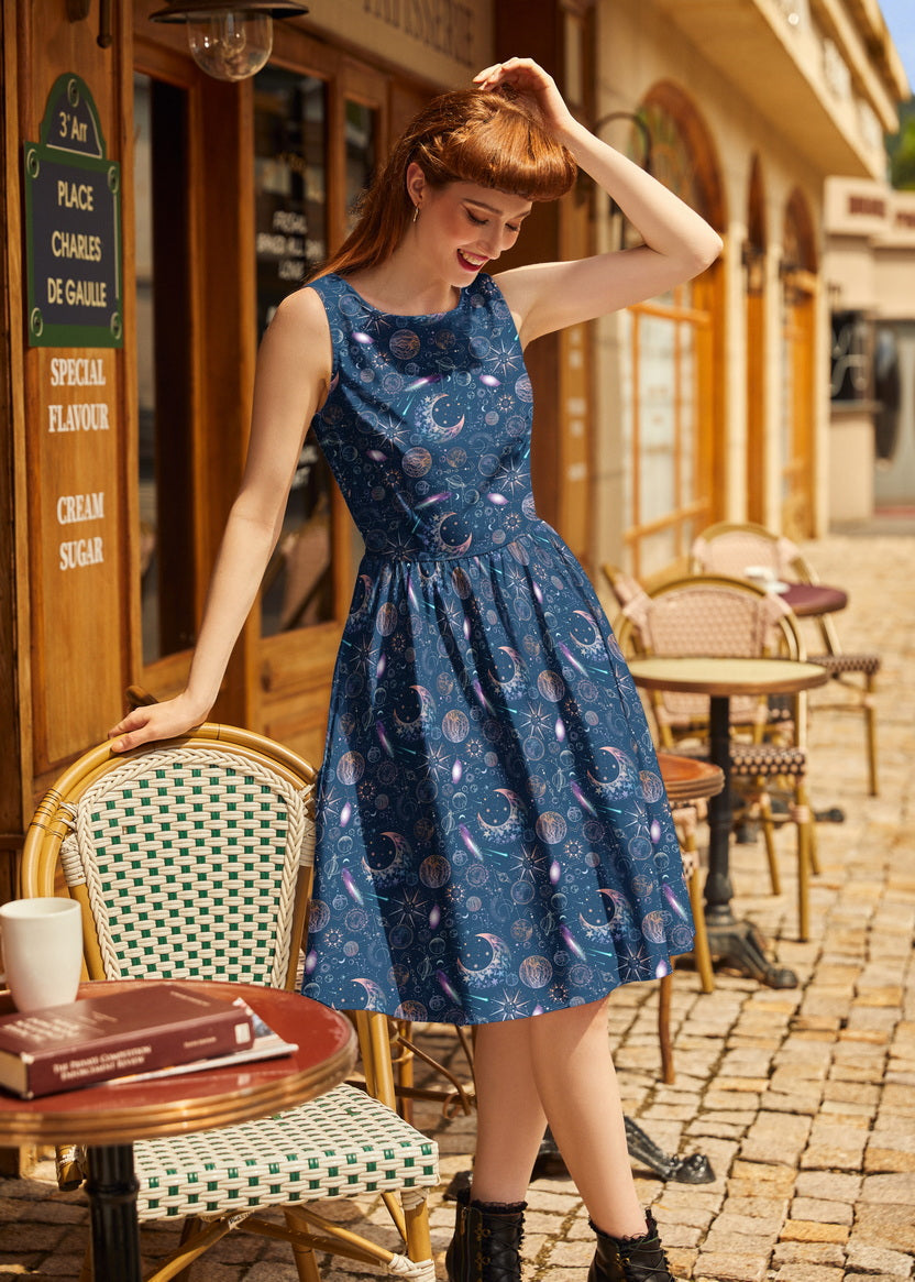 Space Vintage Dress, view 2 — Soul Flow Apparel