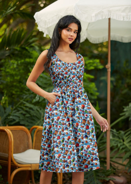 Hot Air Balloons Fit & Flare Dress, view 1 — Soul Flow Apparel