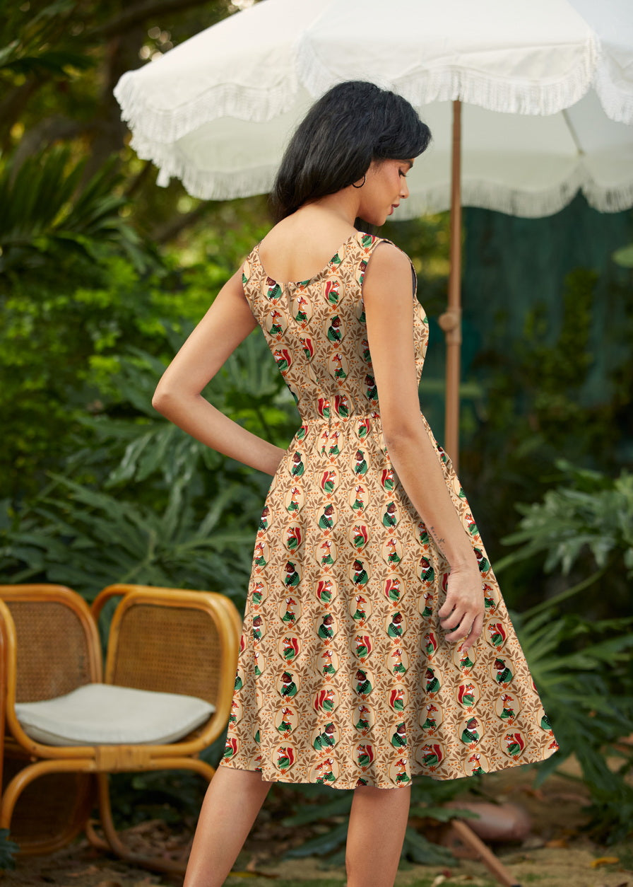 Woodland Scout Fit & Flare Dress, view 3 — Soul Flow Apparel